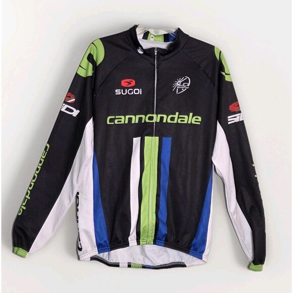 SUGOI CANNONDALE PRO TEAM WINTER JERSEY MENS XXL FULL ZIP LONG SLEEVE BLACK GRN - Picture 2 of 8